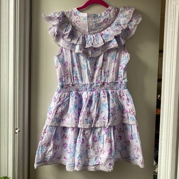 Target x LoveShackFancy Lou Purple Ruffled Mini Dress with V-Neck - Picture 3 of 5